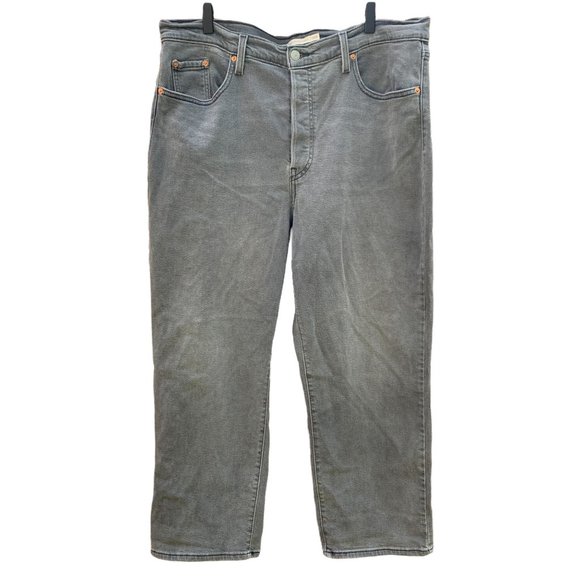 Levi's Women's Ribcage Ankle Crop Straight Jeans in Cosmic Chatter Gray Size 18W - Picture 1 of 13